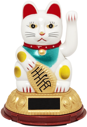 Kot szczęścia Maneki-neko na baterię słoneczną, biały 12cm
