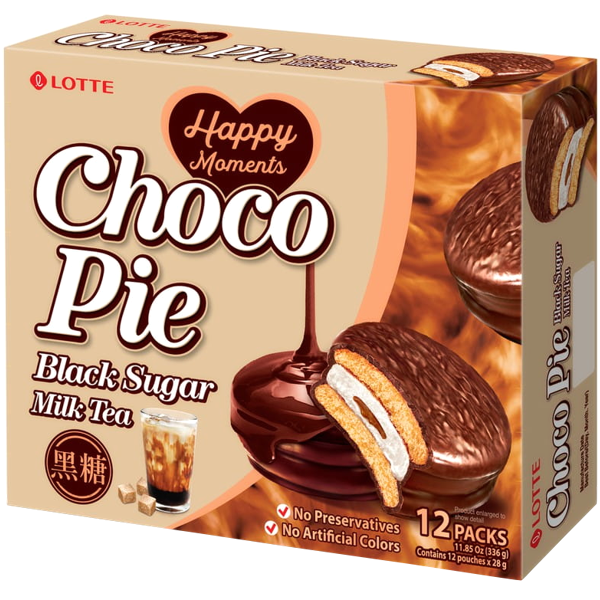 Choco Pie Black Sugar Milk Tea, ciastko biszkoptowe z pianką 28g - Lotte