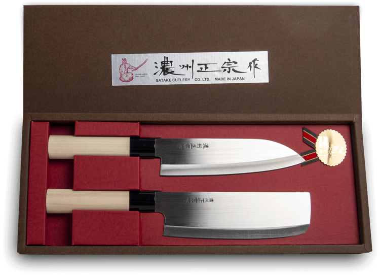 Zestaw 2 noży japońskich - Santoku + Nakiri - Satake Cutlery