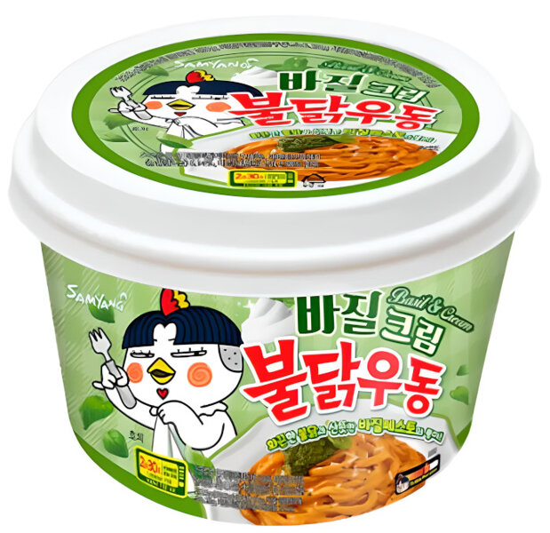 Danie o smaku ostrego kurczaka Basil Cream Udon, duża micha 213,5g - Samyang