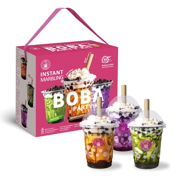 Zestaw Bubble Tea Boba Party Kit 360g, 6 kubków - O's bubble