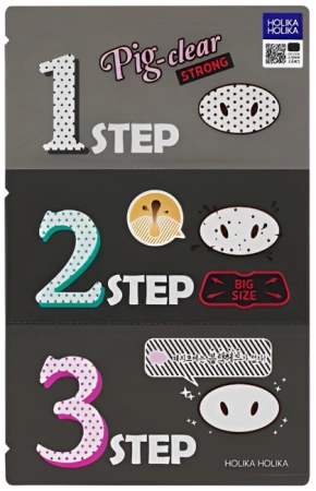 Pig Clear 3 step Kit Strong plastry do oczyszczania nosa z zaskórników - Holika Holika