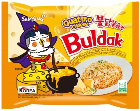 Danie o smaku ostrego kurczaka Quattro Cheese Buldak 145g - Samyang