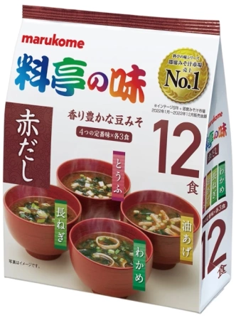 Ryotei No Aji Instant Aka-Miso, 4 smaki (12 x 16g) 195g - Marukome