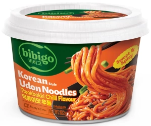 Danie makaron świeży udon Korean Style Tteokbokki Chilli 187g - Bibigo