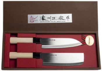 Zestaw 2 noży japońskich Houcho - Santoku + Nakiri - Satake Cutlery