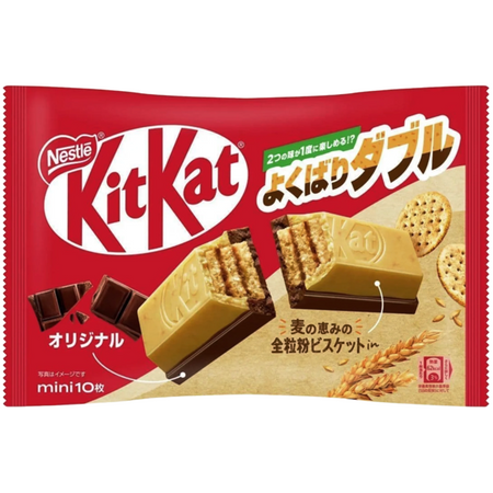 KitKat Mini Double Wholegrain Biscuit z herbatnikami, torebka 10 sztuk 116g - Nestlé