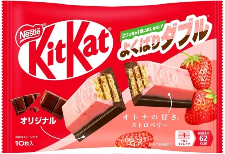 KitKat Mini Yokubari Double Strawberry & Original Choco, smak truskawki i czekolady torebka 10 sztuk 116g - Nestlé