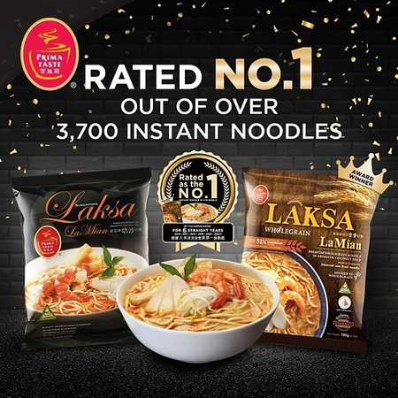 Zupa instant Singapore Laksa La Mian z makaronem pełnoziarnistym, pikantna 144g - Prima Taste
