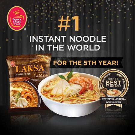 Zupa instant Singapore Laksa La Mian z makaronem pełnoziarnistym, pikantna 144g - Prima Taste