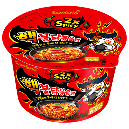 Ramyun Buldak o smaku ostrego kurczaka 2xSpicy, duża micha 105g - Samyang