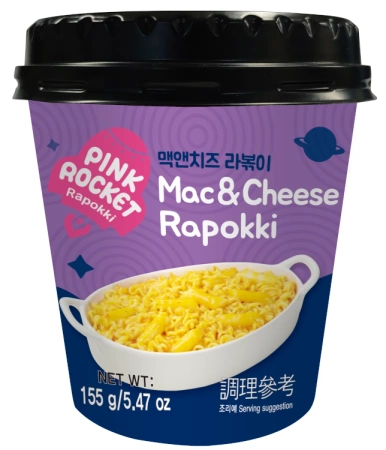 Danie Rapokki Mac&Cheese, kluski ryżowe z makaronem w sosie serowym 155g - Pink Rocket