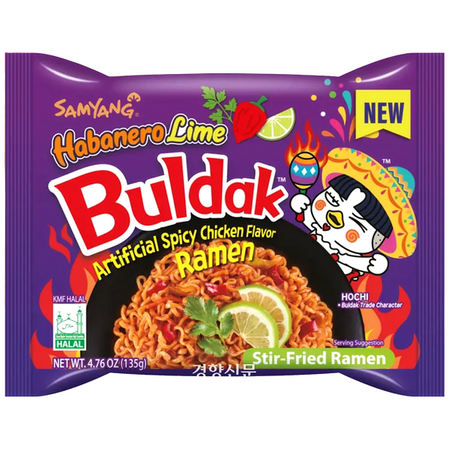 Ramyun Buldak o smaku ostrego kurczaka Habanero Lime, ogniście ostry 135g - Samyang