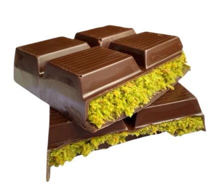 2 x Dubai Handmade Chocolate, zestaw czekolad dubajskich z kremem pistacjowym i ciastem kataifi - mleczna i biała 100g Alyan