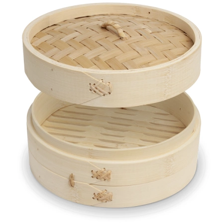 Parowar bambusowy okrągły - 2 piętra, średnica 20 cm - Emro Aziatica