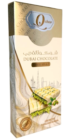 Dubai White Chocolate Crunchy Pistachio Kunafa, dubajska biała czekolada z pistacjami i ciastem kataifi 160g - Q Chew
