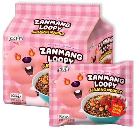 Danie Zanmang Loopy, makaron w sosie z czarnej fasoli na ostro 4 x 110g - Paldo