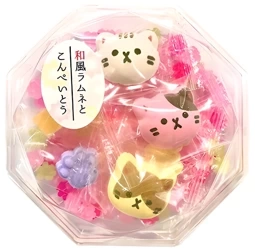 Wafu Ramune & Konpeito - Kotki, ręcznie robione cukierki z Kioto, miks smaków 71g - Kyoto Marun