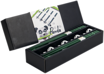 Zestaw Panda, pałeczki z motywem bambusa z podstawkami 22,5cm - 4 par