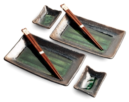 Zestaw do sushi zielono-brązowy, 6 elementów - Edo Japan