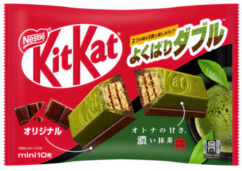 KitKat Mini Yokubari Double Matcha & Original Choco, podwójnie czekoladowe z herbatą matcha, torebka 10 sztuk 116g - Nestlé