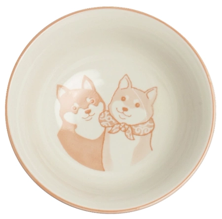 Zestaw 2 japońskich misek do ramenu, udonu pieski Shiba różowa i niebieska 15 x 7 cm - Emro