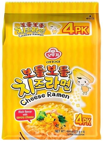 Zupa makaronowa Bodle Bodle Cheese Ramen o smaku serowym, lekko pikantna 4 x 111g - Ottogi