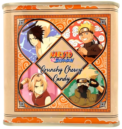 Cukierki Naruto Crunchy Chewy Candy Mix o smaku owocowym, puszka kolekcjonerska 120g - Bamboo House