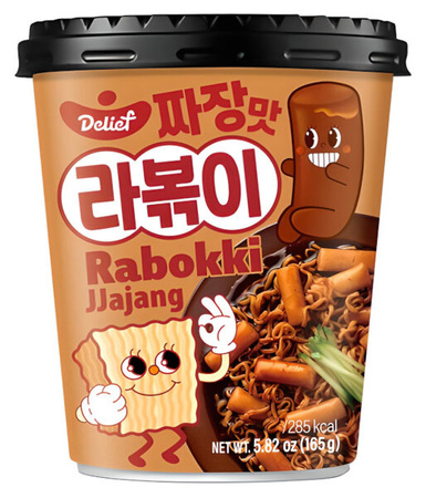 Makaron z kluskami ryżowymi Rabokki Jjajang, kubek 165g - Delief