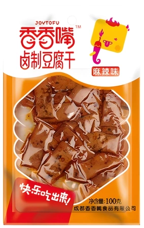 Dried Beancurd Snack Spicy Mala Flavor, wegetariańska przekąska z suszonego tofu na ostro z pieprzem syczuańskim 60g - Joytofu XiangXiangZui