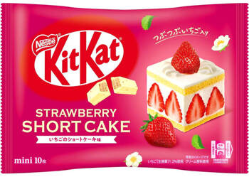 KitKat Mini Strawberry Short Cake o smaku ciasta z truskawkami, torebka 10 sztuk 116g - Nestlé
