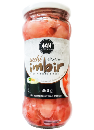 Imbir marynowany do sushi, różowy 360g - Asia Kitchen