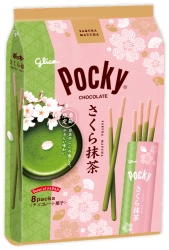 Paluszki Pocky Sakura Matcha o smaku zielonej herbaty z kwiatem wiśni 102g - Glico