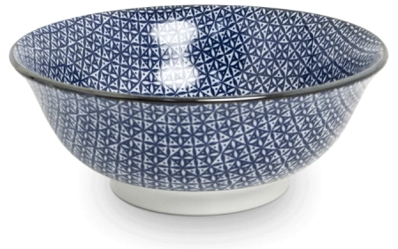 Zestaw dużych misek do ramenu/udonu w niebieskie wzory, 5 elementów