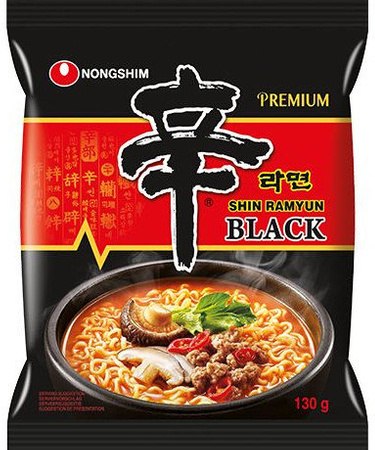 Zupa makaronowa Premium Shin Ramyun Black z wołowiną i grzybami, średnio ostra 130g - Nongshim