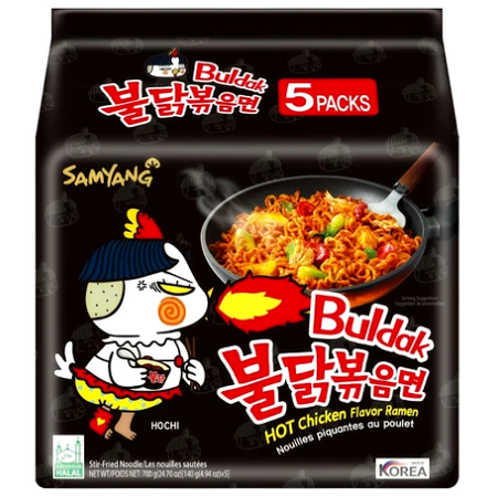 Buldak Ramyun Original makaron instant o smaku ostrego kurczaka, ogniście ostry 5 x 140g - Samyang