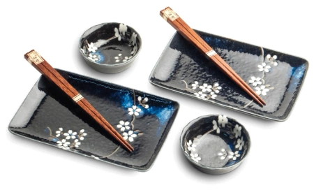 Zestaw do sushi Sakura Anemone blue, 6 elementów - Edo Japan