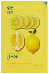 Pure Essence Mask Sheet - Lemon 23ml - rozjaśniająca i redukująca wydzielanie sebum maska w płachcie z ekstraktem z cytryny - Holika Holika