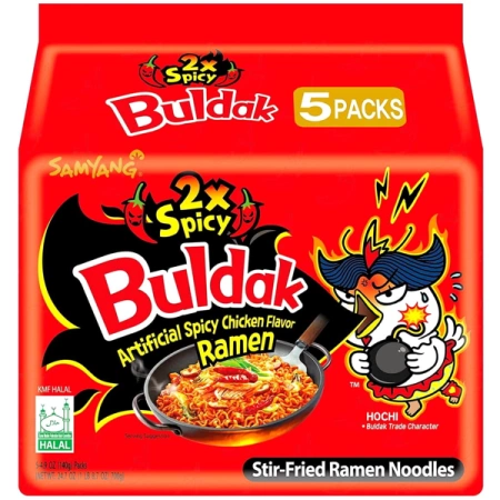 Buldak Ramyun 2xSpicy makaron instant o smaku bombowo ostrego kurczaka 5 x 140g - Samyang