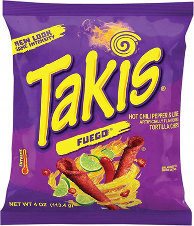 Chipsy Takis Tortilla Fuego - chili limonka, bardzo ostre 113,4g - Barcel