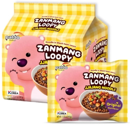 Danie Zanmang Loopy, makaron w sosie z czarnej fasoli 4 x 110g - Paldo