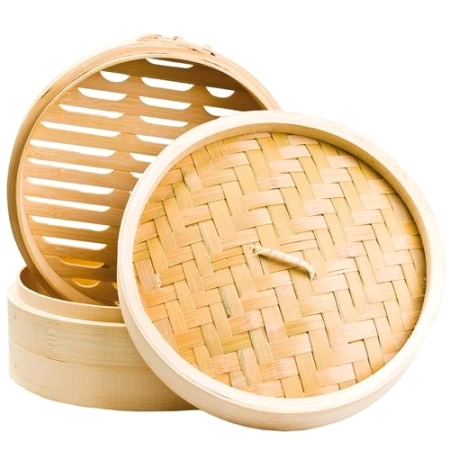 Parowar bambusowy okrągły, dwupiętrowy 20 cm - Shi Ba Ling