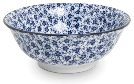 Zestaw dużych misek do ramenu/udonu w niebieskie wzory, 5 elementów