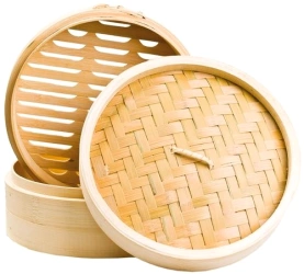 Parowar bambusowy okrągły, dwupiętrowy 20 cm - Shi Ba Ling