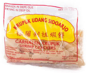 Chipsy, prażynki krewetkowe do smażenia 3x2cm Krupuk Udang Sidoarjo 250g - Finna