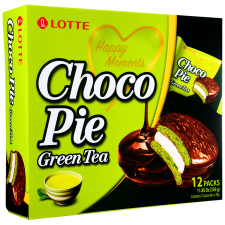 Choco Pie Green Tea, całe pudełko (12 x 28g) - Lotte