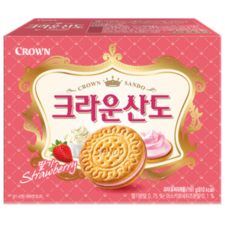 Ciasteczka Crown Sando z kremem truskawkowym 161g - Crown