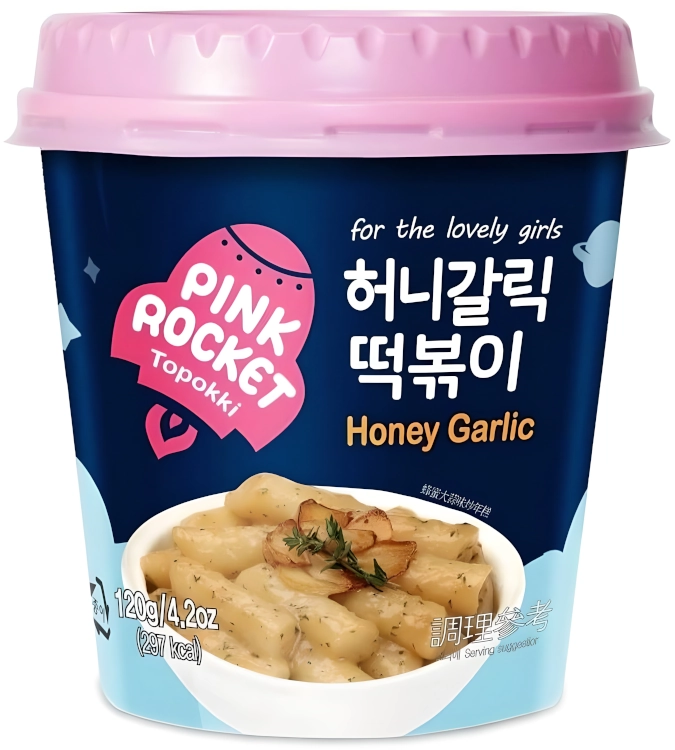 Danie Honey Garlic Topokki, kluski ryżowe w sosie miodowo-czosnkowym 120g - Pink Rocket