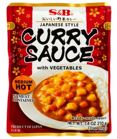 Gotowy sos curry z warzywami, średnio ostry 210g - S&B