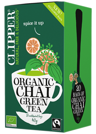 Herbata zielona Chai z przyprawami, ekologiczna 40g (20 x 2g) - Clipper